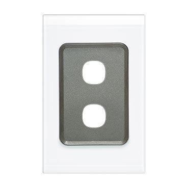 Saturn Series Switch Grid Plate and Cover 2 gang pure white