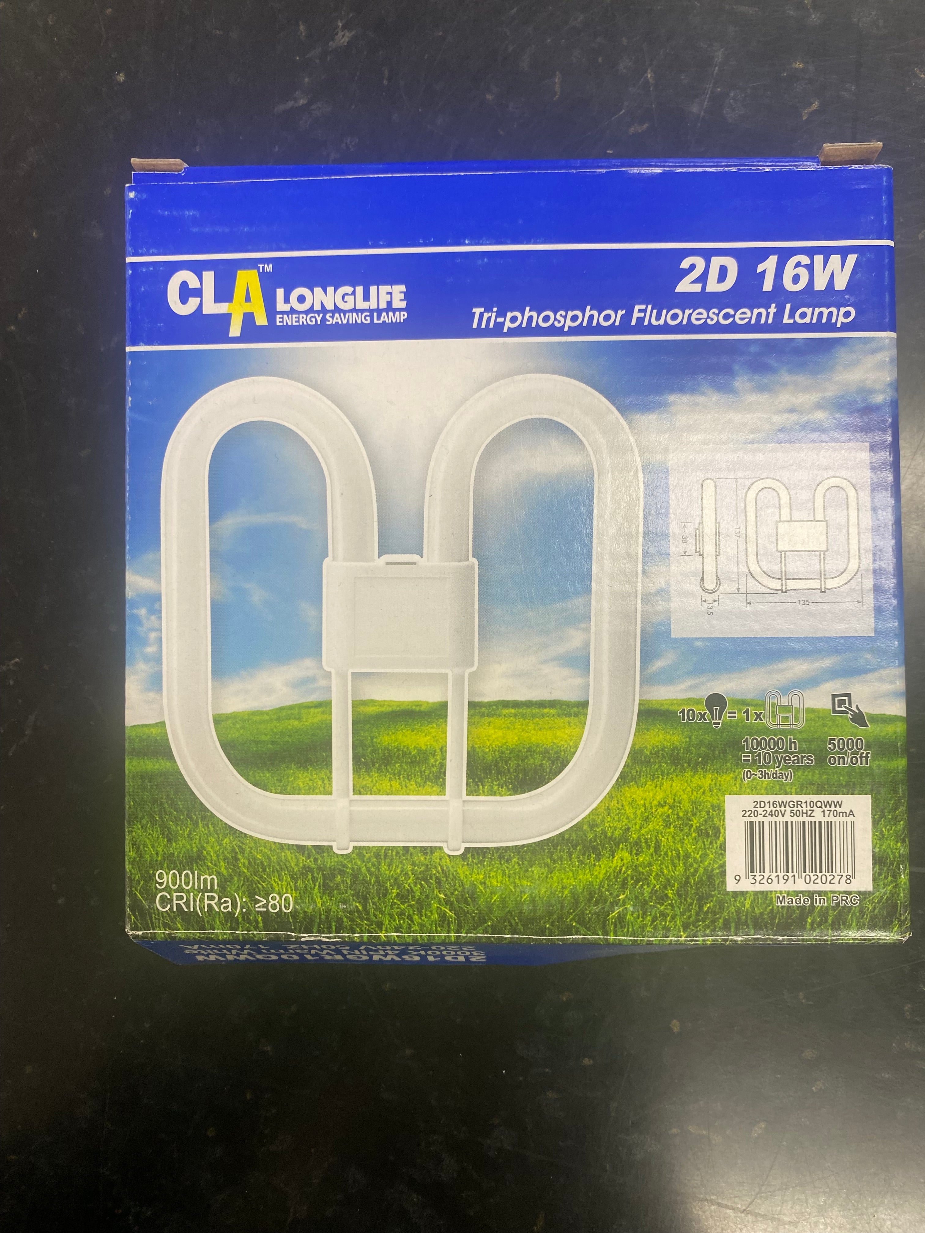 CLA 16-watt, 4-pin, warm white 2D compact fluorescent light globe