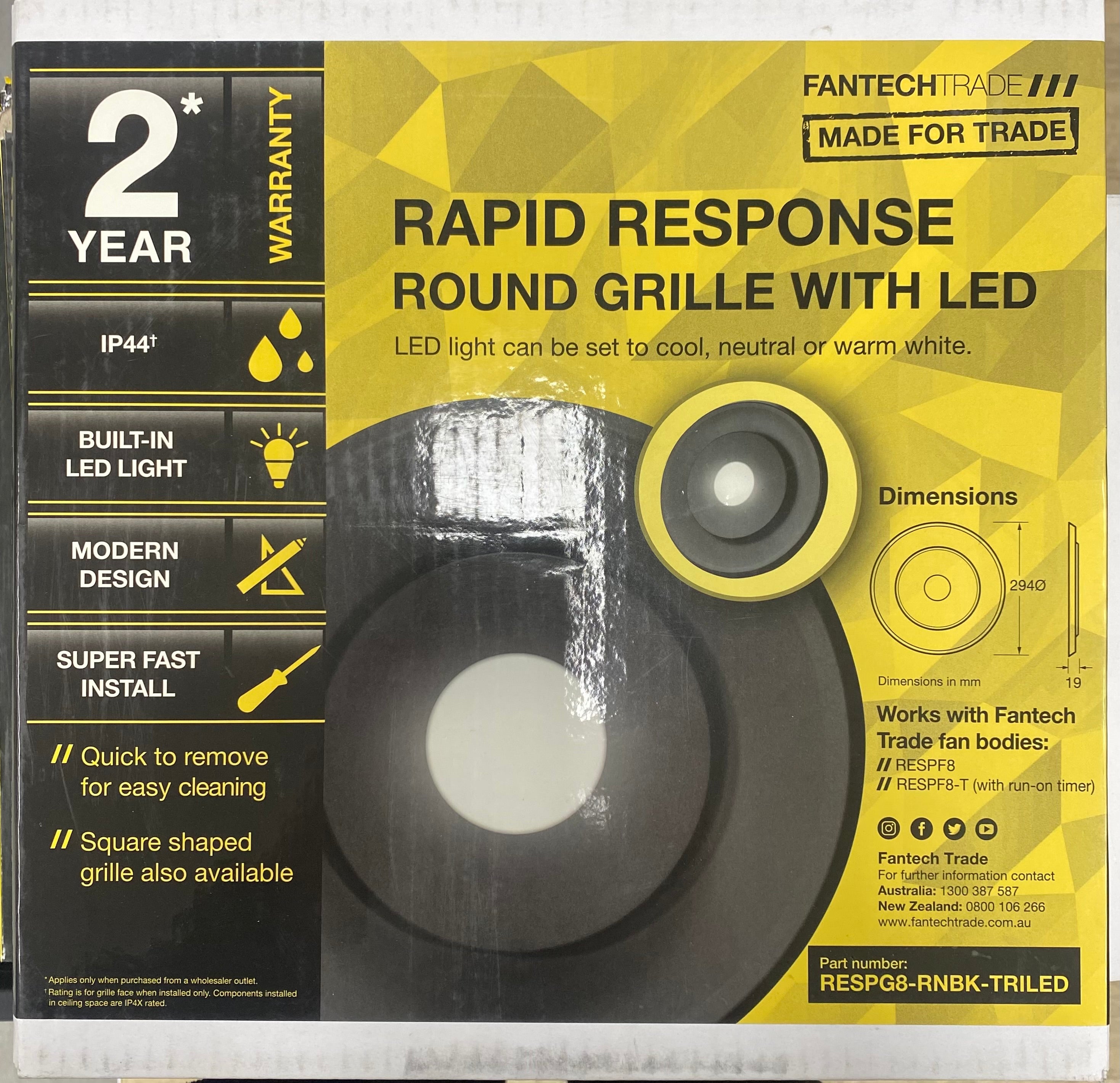 Rapid Response Round Grille with light Black 8"