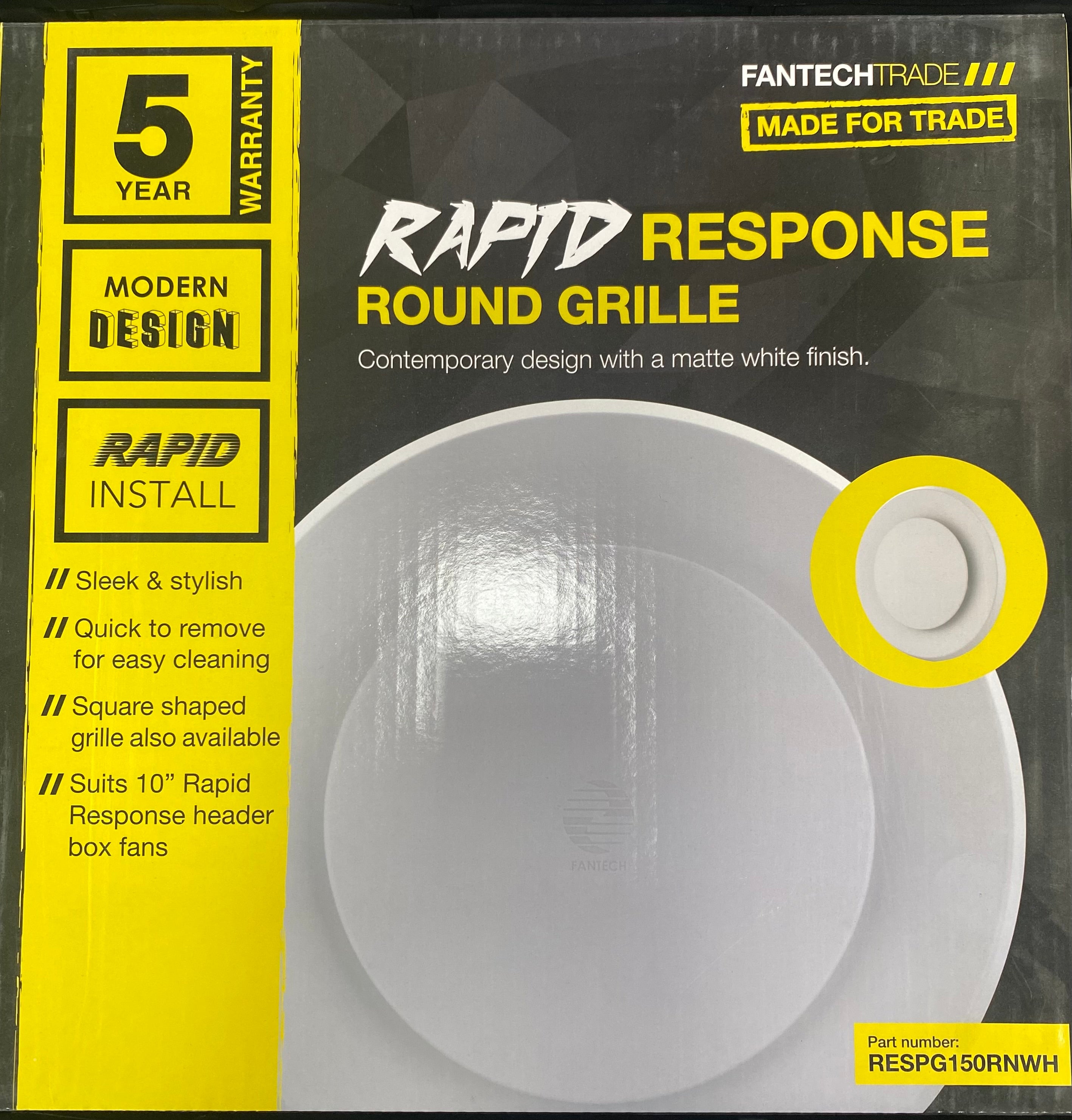 Rapid Response round grille white 10"