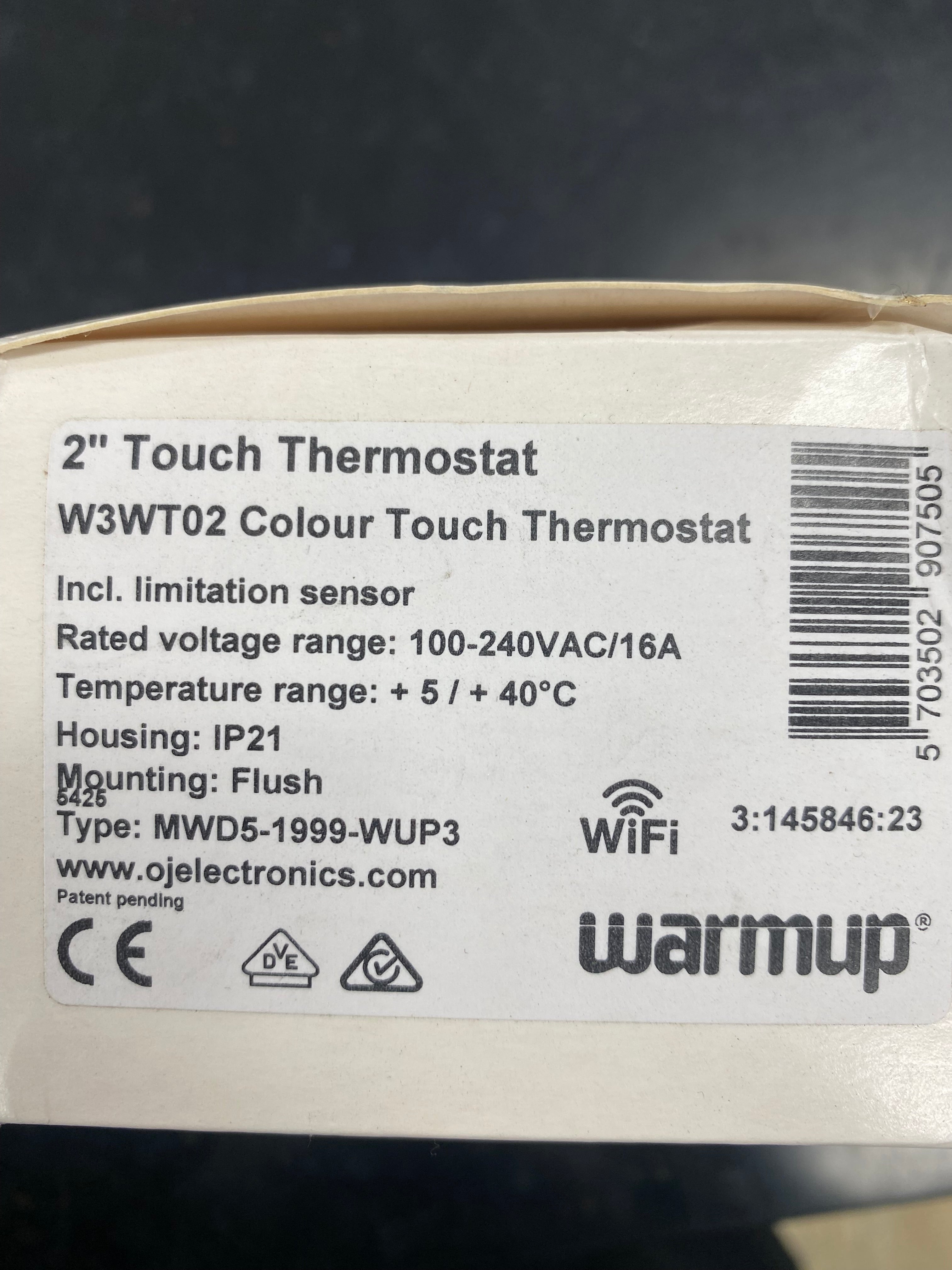 Warmup 2" Touch Thermostat
