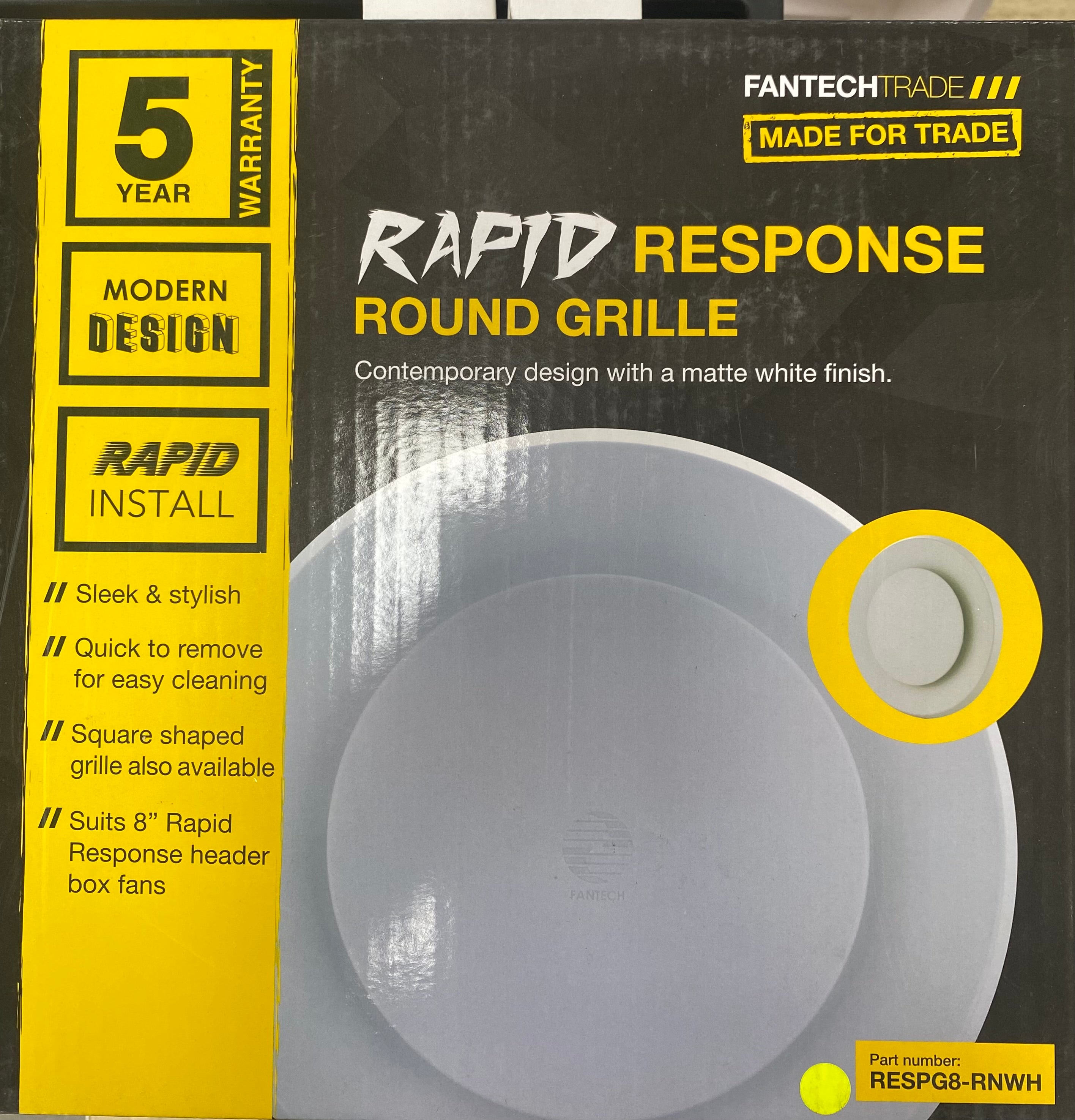 Rapid Response Round Grille 8" White